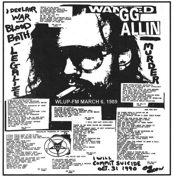Gg Allin - WLUP-FM Chicago, IL March 6,1989